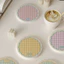 đế lót ly thấm hút nước thảm lót cốc diatomite kẻ caro macaron cách nhiệt chống trượt bàn học làm việc văn phòng có4màu 10cm