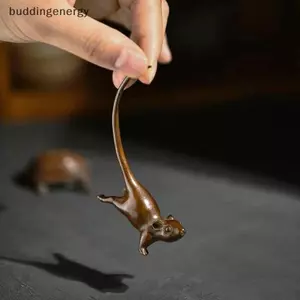 {BUDDI} Chuột Đuôi Dài Bức Tượng Thu Nhỏ Phong Cách Trung Hoa Trà Thú Cưng Vintage Đồng Nguyên Chất Chuột Trang Trí Phụ Kiện Trang Trí Nhà Cửa {buddingenergy}