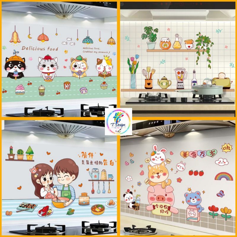 Decal dán bếp cách nhiệt, chống dầu mỡ, kích thước 60x90cm, bảo vệ tường bếp hiệu quả.