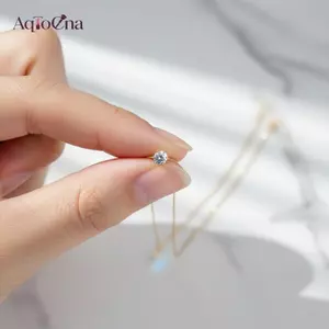 AqToCna 1 Chiếc Solitaire Zircon Nelace Hợp Kim Dây Xích Tròn Trong Suốt Cz Đá Mặt Dây Chuyền Trang Sức Thời Trang Cho Bữa Tiệc AqToCna