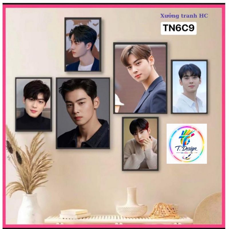 Bộ 6 tranh decor treo tường cho salon tóc nam, mẫu đa dạng, có keo dán sẵn.