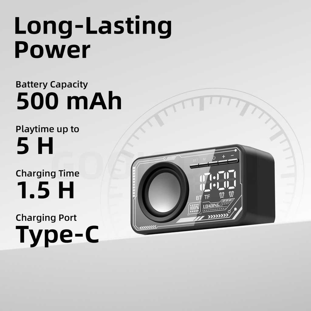 Đồng hồ báo thức GOOJODOQ Loa Bluetooth Màn hình rõ ràng & Báo động kép Phát lại linh hoạt âm thanh nổiTWS | BigBuy360 - bigbuy360.vn