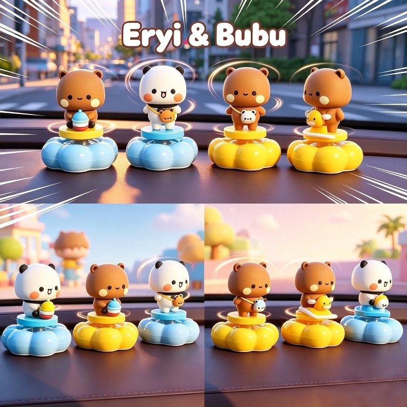 360° Xoay Được 2 Cặp Đôi Gấu Trúc Gấu Bubu Dudu Xe Trung Tâm Bảng Điều Khiển Trang Trí Xe Gắn Đồ Trang Trí Bàn Trang Trí Phụ Kiện