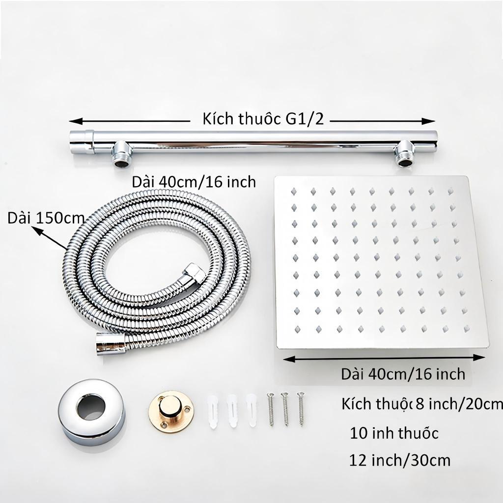 Bộ vòi sen tắm tăng áp bát sen tắm lớn bằng inox cao cấp cây sen tắm đục lỗ nano xả nước mạnh tiết kiệm nước