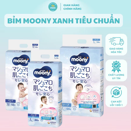 Tã Dán, Bỉm Quần Moony Xanh Chính Hãng Unicharm – Mềm Mại, Thấm Hút Đủ Size Cho Bé