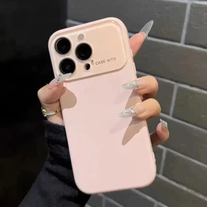 Ốp điện thoại silicon lỏng chống sốc chính hãng cho iPhone 17 Air 16 15 14 13 12 Pro Max, thiết kế sang trọng, có cửa sổ kính và cản bảo vệ.