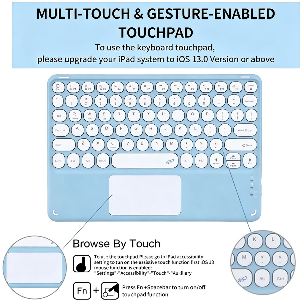 Ốp Lưng Có Bàn Phím Touchpad Cho Xiaomi Poco Pad C1 9.7 Inch 2026 Cho Redmi Pad 2 9.7 Inch 4G Wifi 9.7 "2026Mực Tròn Chuột Bluetooth Bluetooth