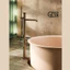 Vòi bồn tắm độc lập GESSI của Ý có công tắc tay quay, vòi nóng lạnh màu xám gunmetal, vòi sen đặt sàn.