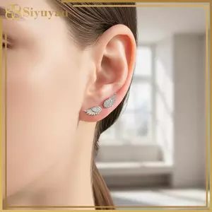 Siyuyan Hợp Kim Đánh Bóng Cánh Dài Bông Tai Nữ Tính Khí Phụ Kiện Thời Trang VN