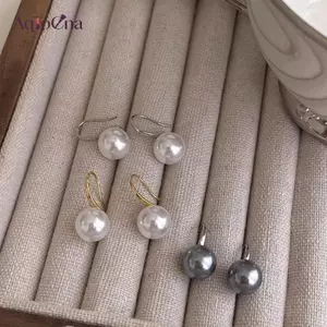 AqToCna Pháp 12 Mm Lớn Champagne Giả Ngọc Trai Tai Móc Bông Tai Nữ Cá Tính Cưới Trang Sức Bán Buôn AqToCna