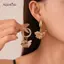 AqToCna Vintage Boho Acrylic Bông Tai Nữ Thời Trang Đơn Giản Hình Chữ C Vòng Bông Tai Bé Gái Đảng Cá Tính Trang Sức Quà Tặng AqToCna