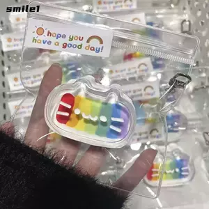 Đồ chơi Fidget SMILE, Đồ chơi ghim giảm căng thẳng cho mèo cầu vồng, Đồ chơi bóp PU phục hồi chậm dành cho người lớn