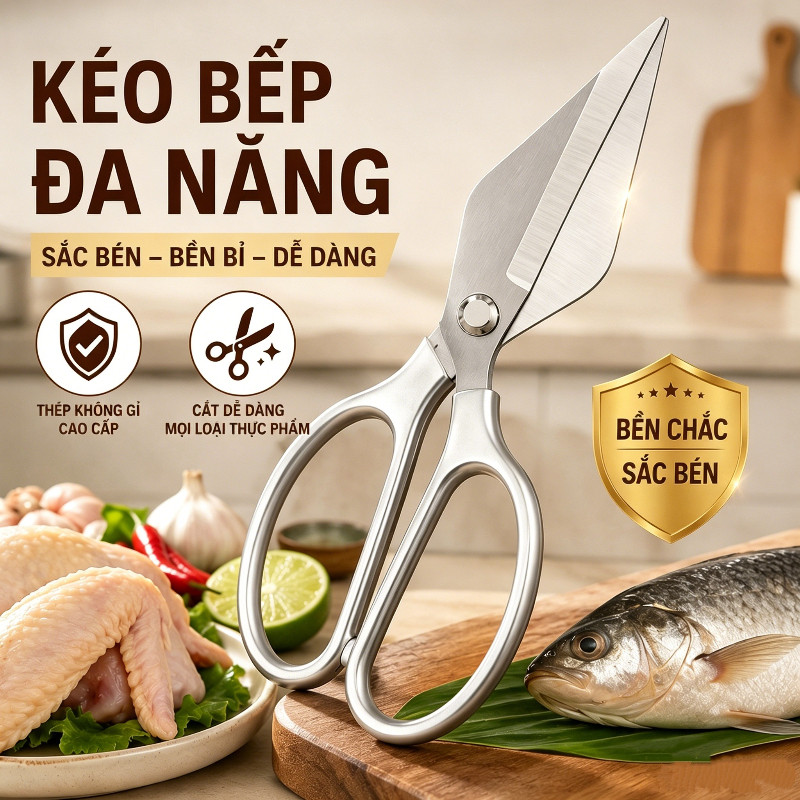 Kéo nhà bếp đa chức năng hợp kim nhôm sắc bền chống trượt dễ dùng cho gia đình cắt thịt hải sản