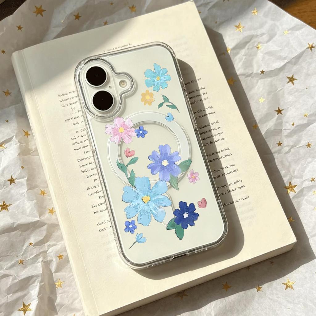 Hoa sơn dầu màu hồng Thích hợp iPhone 1714p15 trường hợp điện thoại 1311 mới 12 hút từ
