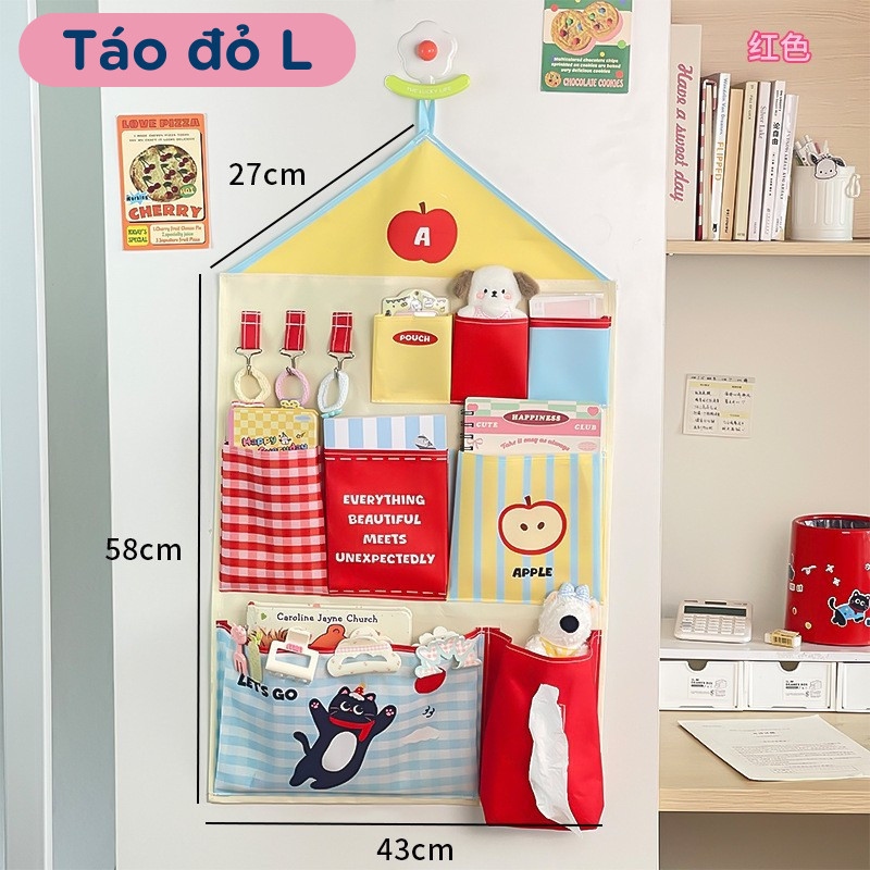 Túi Treo Tường Canvas HomeMate Nhiều Ngăn Có Hộp Đựng Giấy Rút, Túi Lưu Trữ Ký Túc Xá Đựng Đồ Lót Mỹ Phẩm Dễ Thương