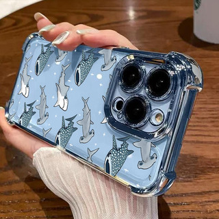 Vỏ Cho Xiaomi MI 15T 14T Pro 15 POCO X8 Pro Max X7 X3 F5 M3 M4 Pro X5 F4 F7 M7 F8 Ultra Cover Hoạt Hình Đại Dương Cá Voi Mạ Silicon Mềm Chống Sốc Góc Bảo Vệ Không Khí