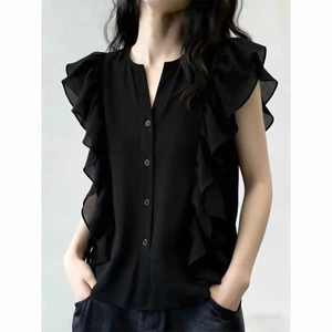 Áo sơ mi ngắn tay mùa hè thời trang mới áo voan giảm béo thông thường dành cho nữ