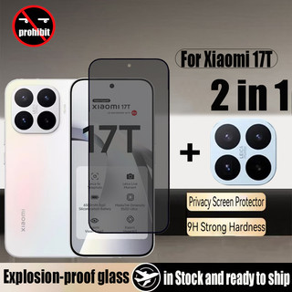 Kính cường lực bảo vệ màn hình riêng tư 2 trong 1 Xiaomi 17T cho Xiaomi 15T Pro 14T 13T 5G Phim bảo vệ kính chống gián điệp + Phim máy ảnh ống kính