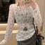 Áo Sơ Mi Đeo Vai, Áo Sơ Mi In Nơ Lưới, Áo Chống Nắng Dài Tay Thời Trang Slim Fit Y2K Đi Biển