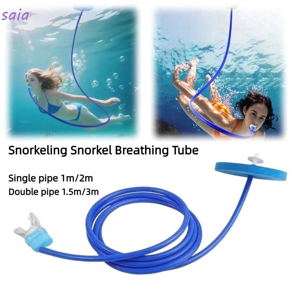 Ống bơi khô SAIA, ống thở silicon chống sặc nước, ống đơn/đôi, thiết bị lặn nhẹ gập gọn