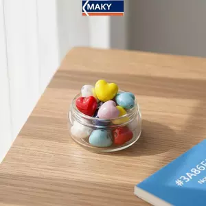 MAKY Hạt Gốm Hình Trái Tim 10 Chiếc Để Trang Sức Phụ Kiện Làm DIY Nelaces Bông Tai VN