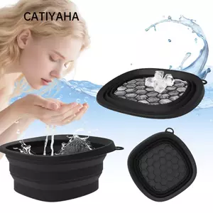Bát tắm đá mặt CATIYAHA, Chậu đá di động bằng silicon có thể gập lại, Khay đá tích hợp Bát nhúng mặt Dụng cụ làm đẹp