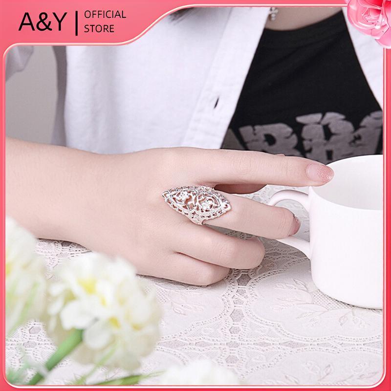 A & Y Thời Trang Dễ Thương Bạc 925 Đầy Rỗng Nhẫn Lớn Nữ Nhẫn Nóng.