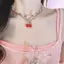 AN.MART Y2K Đỏ Anh Đào Trái Tim Đính Hạt Choker Nelace Nữ Boho Hạt Anh Đào Mặt Dây Chuyền Nelace Vintage Không Đều Nelace Trang Sức VN