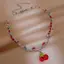 AN.MART Y2K Đỏ Anh Đào Trái Tim Đính Hạt Choker Nelace Nữ Boho Hạt Anh Đào Mặt Dây Chuyền Nelace Vintage Không Đều Nelace Trang Sức VN