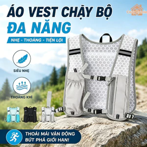 Áo vest chạy bộ nhẹ thoáng khí nhiều ngăn đựng điện thoại bình nước dải phản quang chạy marathon