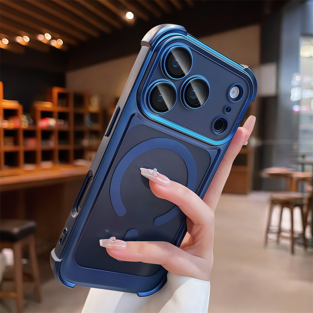 Ốp điện thoại từ tính bốn góc mờ chống rơi cho iPhone 17 Pro Max 13 14 15 16 pro max Bảo vệ ống kính chống rơi Vỏ cứng bảo vệ điện thoại