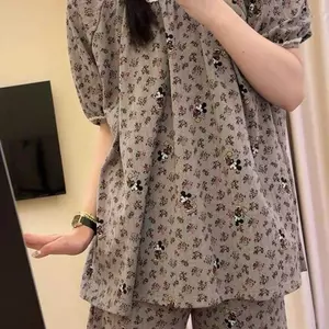 Plus Size Mùa hè Bộ đồ ngủ phong cách mới dành cho nữ Quần Short ngắn tay ren dáng rộng Bộ đồ ngồi