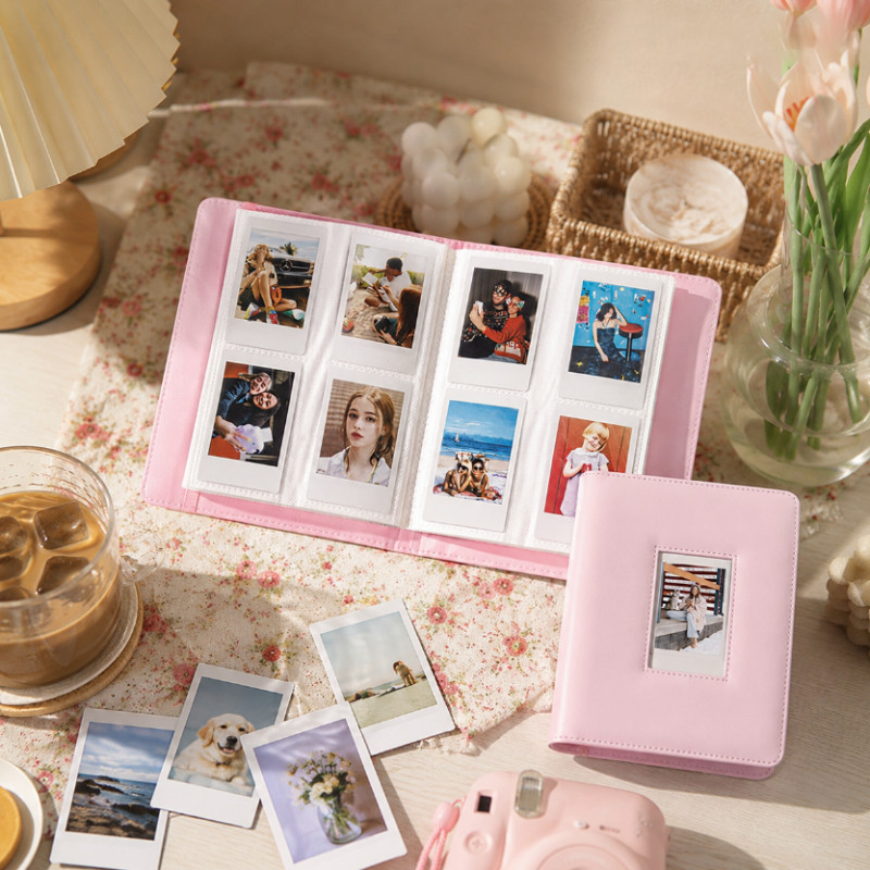 Album ảnh Instax mini 3 inch, 288 trang, tương thích với Instax Mini 12/11/9, chất liệu da PU, bìa trắng