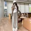 Quần chống muỗi mùa hè in nơ cạp cao Drape Quần ống rộng rộng Quần thẳng