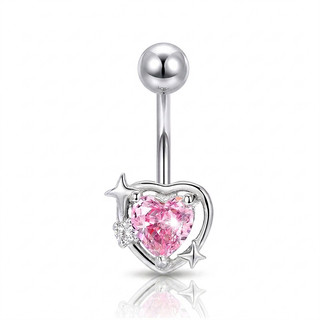 1PC 14G Hồng Thép không gỉ Hello Kitty 10mm Rốn Xuyên
