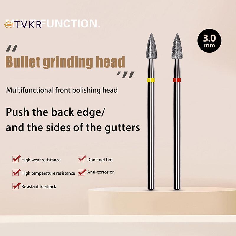 TVKR Mũi khoan móng tay 3 / 32 '' Đầu đạn Mũi móng tay Máy phay điện để làm móng tay Vòng biểu bì làm sạch Dụng cụ làm móng tay OIK