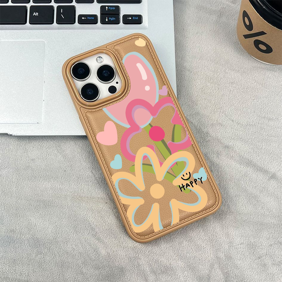 Ốp điện thoại cho iPhone 17/16 Pro Max/15/14/13/12/11 15/14/13/12/11; Họa tiết hoa tulip vẽ nguệch ngoạc
