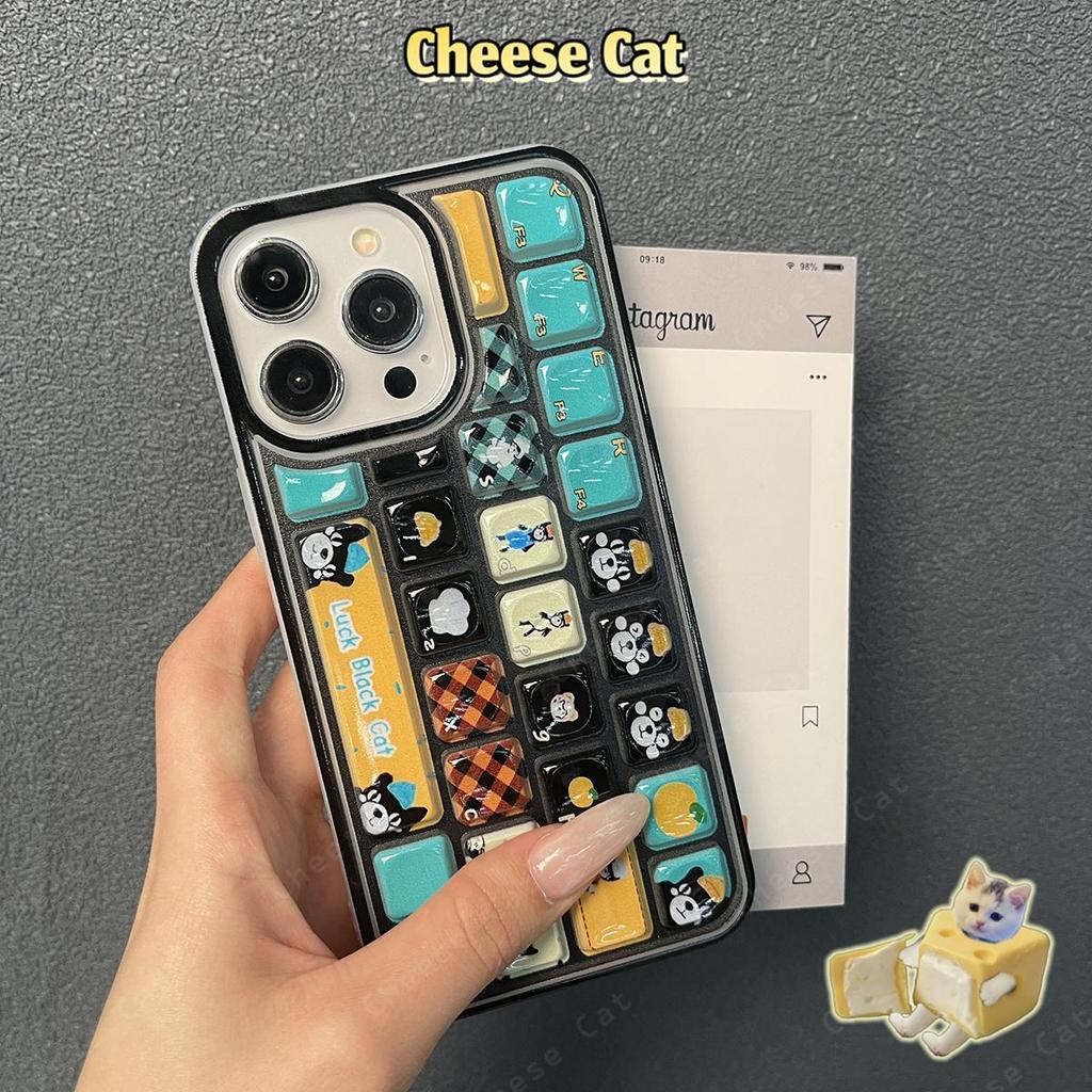 3D Bàn Phím Mèo Đen Sáng Tạo Ốp Lưng Điện Thoại iPhone 11 14 13 15 12 16 17 Pro Max Giảm Căng Thẳng ốp Lưng Điện Thoại