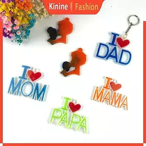 KIN Tôi Yêu Mẹ Bố Từ Chữ Móc Khóa Nhựa Dính Khuôn Lễ Tạ Ơn Mẹ Cha Mặt Dây Chuyền Handmade DIY Silicone Mo