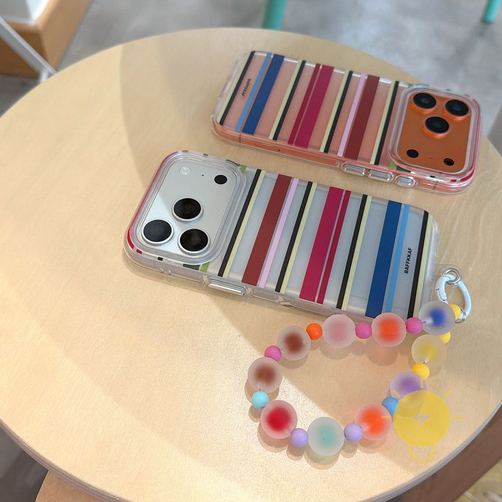 Phone Case For iPhone 17 Pro Max 16 15 14 13 Retro TPU Transparent Chain Colorful Stripe Air Bag Aesthetic Korean Cute
