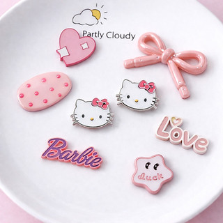 Set Charm Hello Kitty Nơ Hồng Ngọt Ngào Cute Barbie Love May Mắn Phong Cách Kawaii Dễ Thương Trang Trí Dép Phụ Kiện