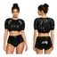 Nyeemya Nữ Chống Thấm Nước Vinyl Thích Ứng Đồ Bơi Tay Ngắn Crop Top Và Móc Và Vòng Dây Buộc Ở Bên Cạnh Tã Bao Quần Short Nhu Cầu Đặc Biệt Quần Áo