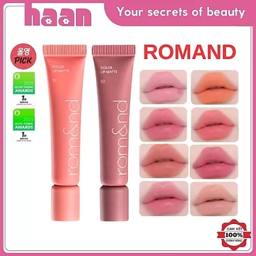 Son Kem Bùn Dạng Tuýp Romand Romand Color Lip Kiêm Má Hồng Mịn Lì Màu Chuẩn Hàn Quốc