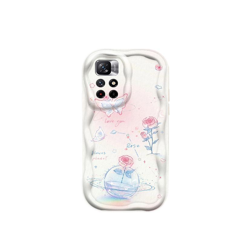 Thích Hợp Cho Redmi 10 Note 11 11S 12 Pro 4G 3D Phụ Kiện TPU Mềm Hoa Tím Hoa Hồng Tulip Ins Phong Cách Chống Sốc Ốp Điện Thoại