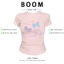 BOOM Áo Baby Tee Nữ Cotton Ôm Body-Áo Thun Ngắn Tay Y2K In Hình PhongCách Mùa Hè, Cổ Tròn Hàng Đầucách hàn quốc phong077