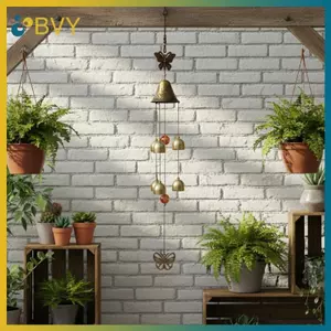 BVY Vintage Kim Loại Bướm Chuông Gió 6 Chuông Phong Cách Retro Cho Hiên Nhà Trang Trí Ban Công.