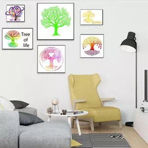 HFTOY 12 Cái Bộ giấy nến cây có thể tái sử dụng Cây sự sống Stencil để vẽ trên gỗ Airbrush Bản mẫu vẽ thủ công Giấy nến vẽ ~