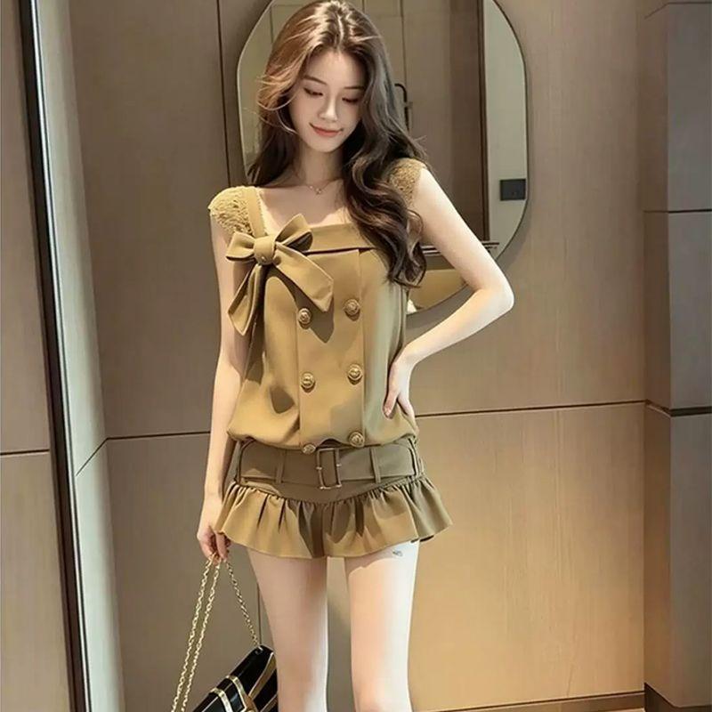 [Thời gian có hạn Seckill] Đầm ren nơ kiểu Pháp dành cho nữ Mùa hè Phong cách mới Thiết kế thích hợp eo hẹp thon gọn hơn Váy ngắn hai viền
