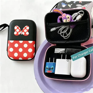 Dễ Thương Minnie Cáp Dữ Liệu Túi Bảo Quản Di Động PU Chống Thấm Nước Son Môi Túi Trang Điểm Tai Nghe Túi Đựng Mỹ Phẩm Mini