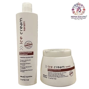 Combo gội và hấp dầu phục hồi dành cho tóc yếu Keratin Inebrya Restructuring Mask 500ml [ MK ]